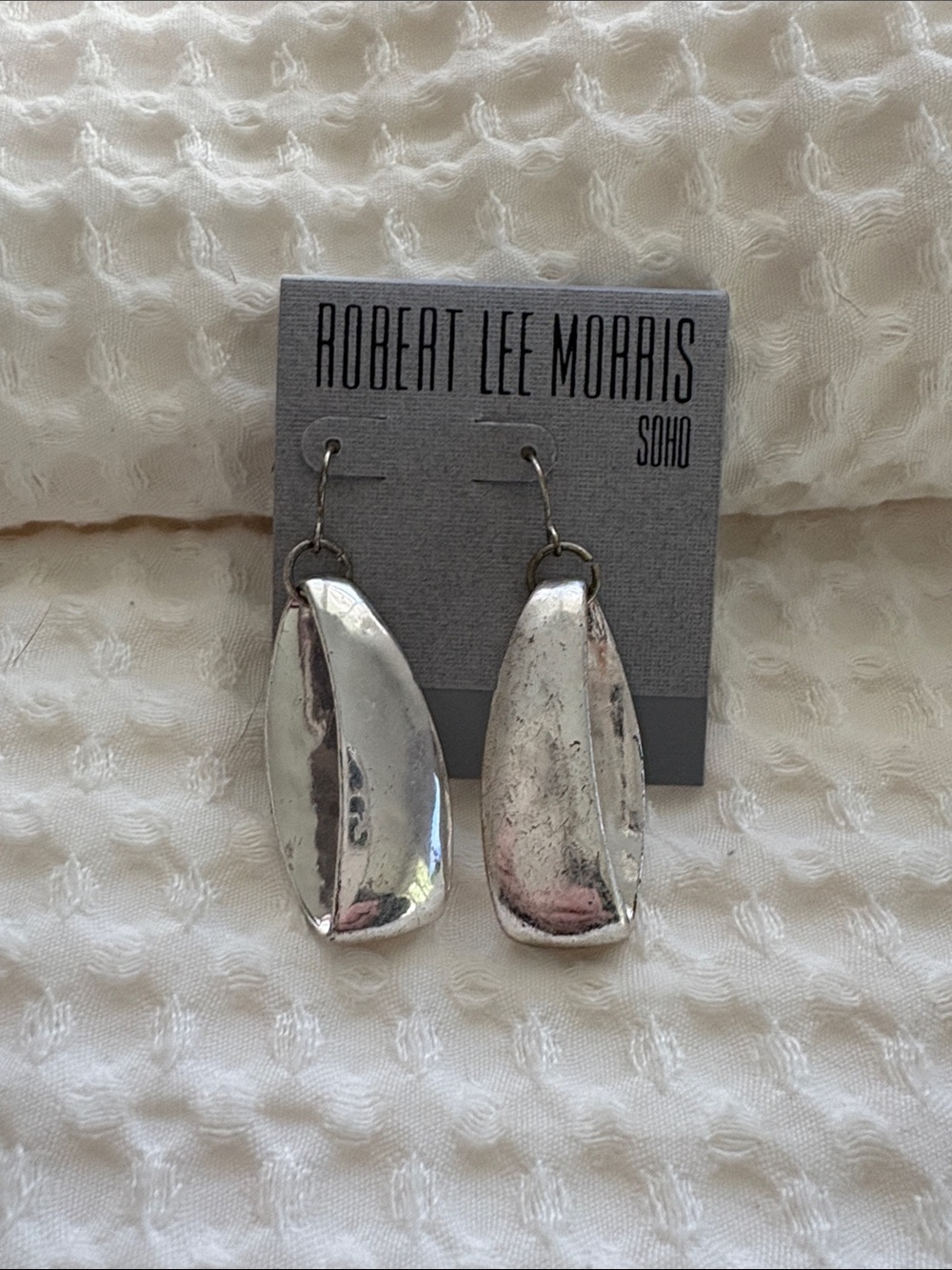 Robert Lee Morris Silver Sculptural Teardrop Earrings